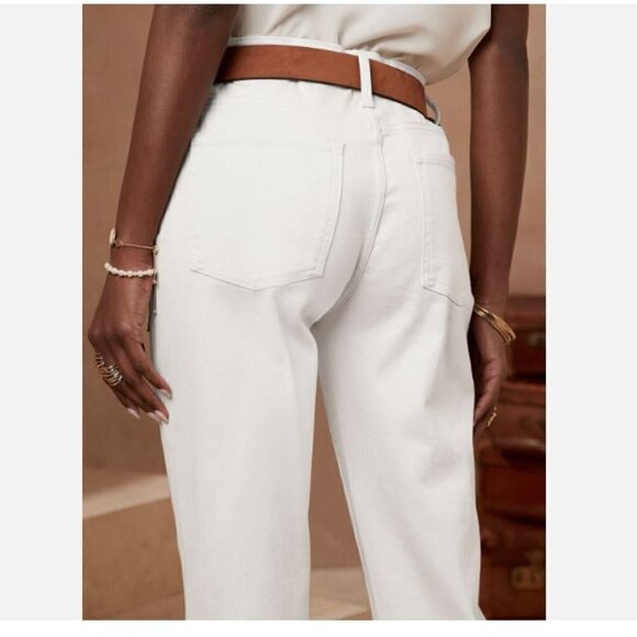 Banana Republic Low-Rise Girlfriend Fit White Jeans PLUS SIZE 34/18 RT$90 NEW - Picture 2 of 6